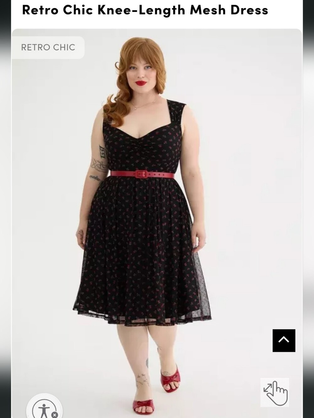 torrid Black Floral Midi Dress with Red Belt